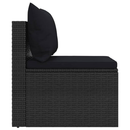 4-Delige Loungeset Met Kussens Poly Rattan Zwart