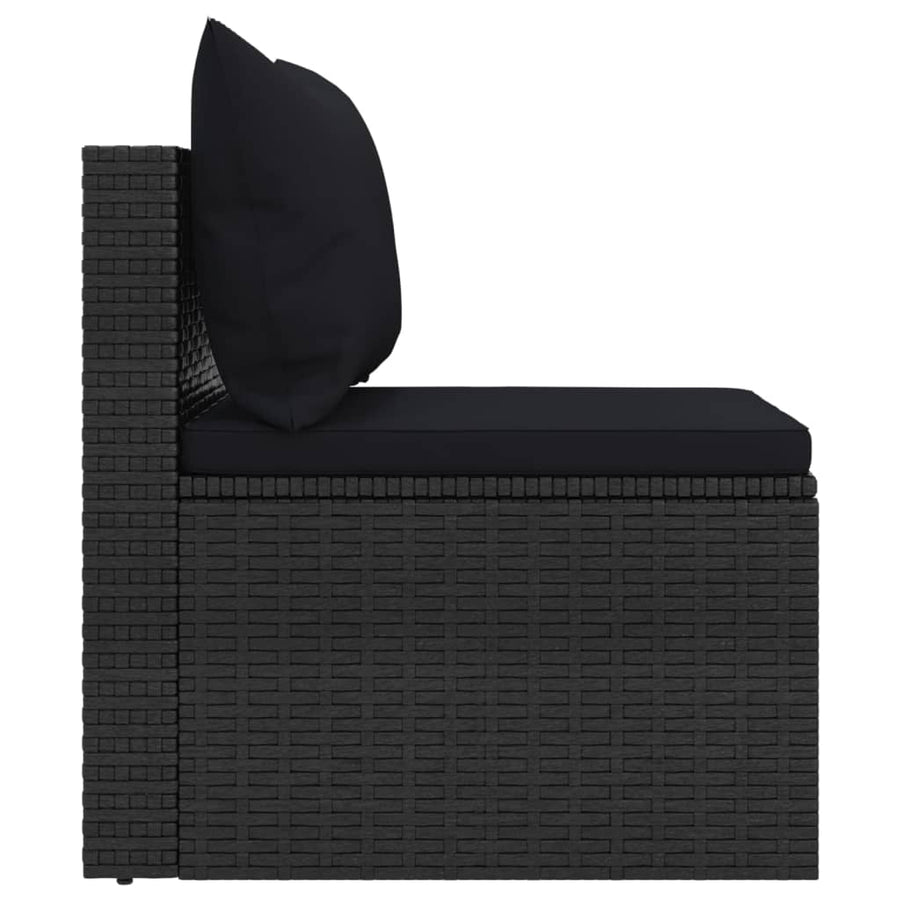 4-Delige Loungeset Met Kussens Poly Rattan Zwart