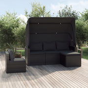 Loungeset 4-delig poly rattan zwart