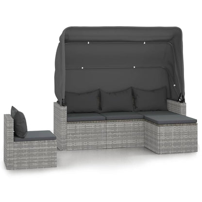 4-Delige Loungeset Met Kussens Poly Rattan Grijs