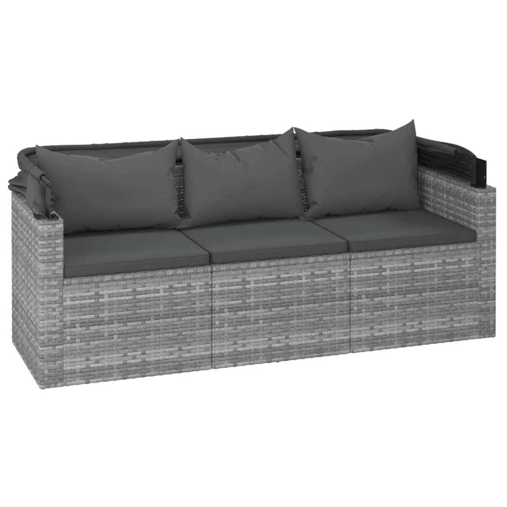 4-Delige Loungeset Met Kussens Poly Rattan Grijs