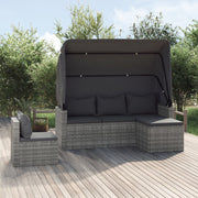 Loungeset poly rattan grijs 4-delig