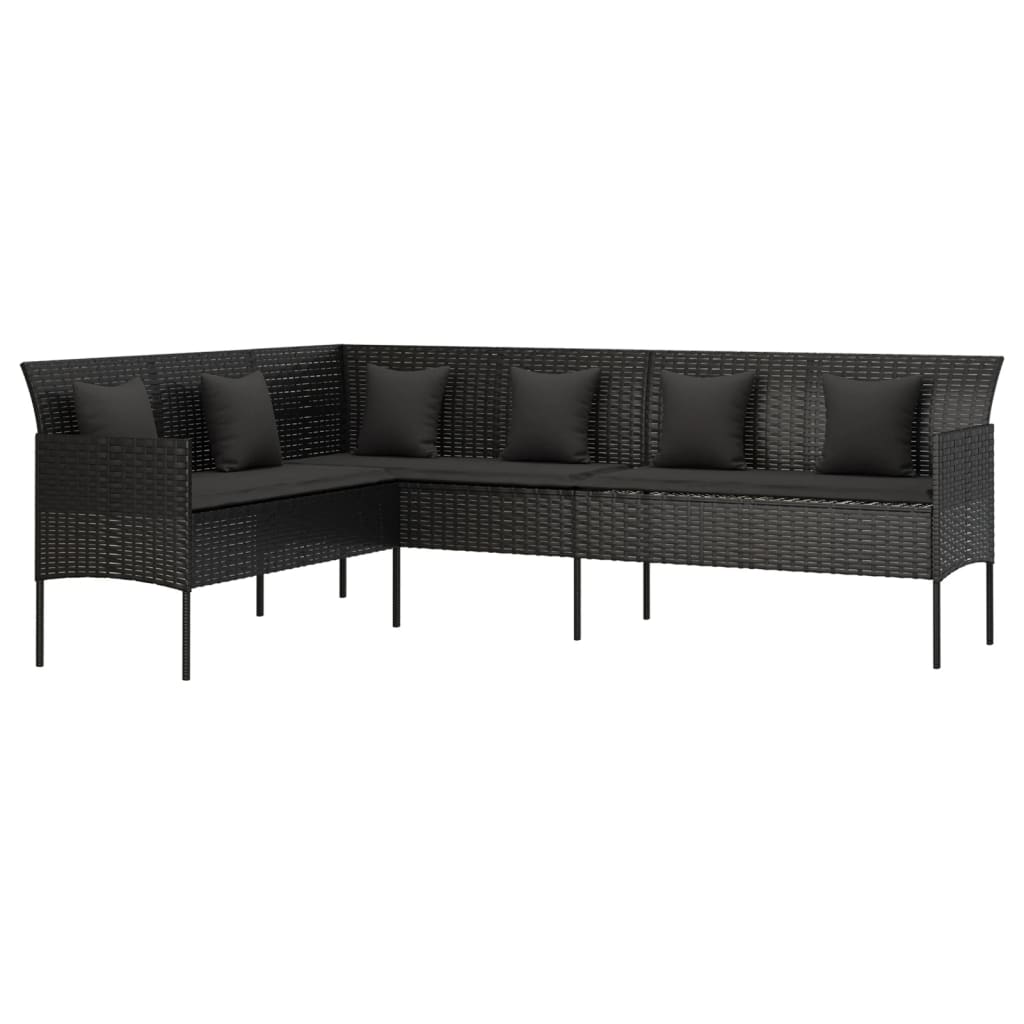 -Delige Tuinset Met Kussens Poly Rattan Zwart