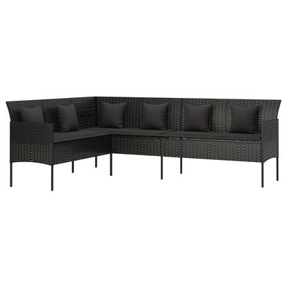 -Delige Tuinset Met Kussens Poly Rattan Zwart
