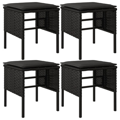-Delige Tuinset Met Kussens Poly Rattan Zwart