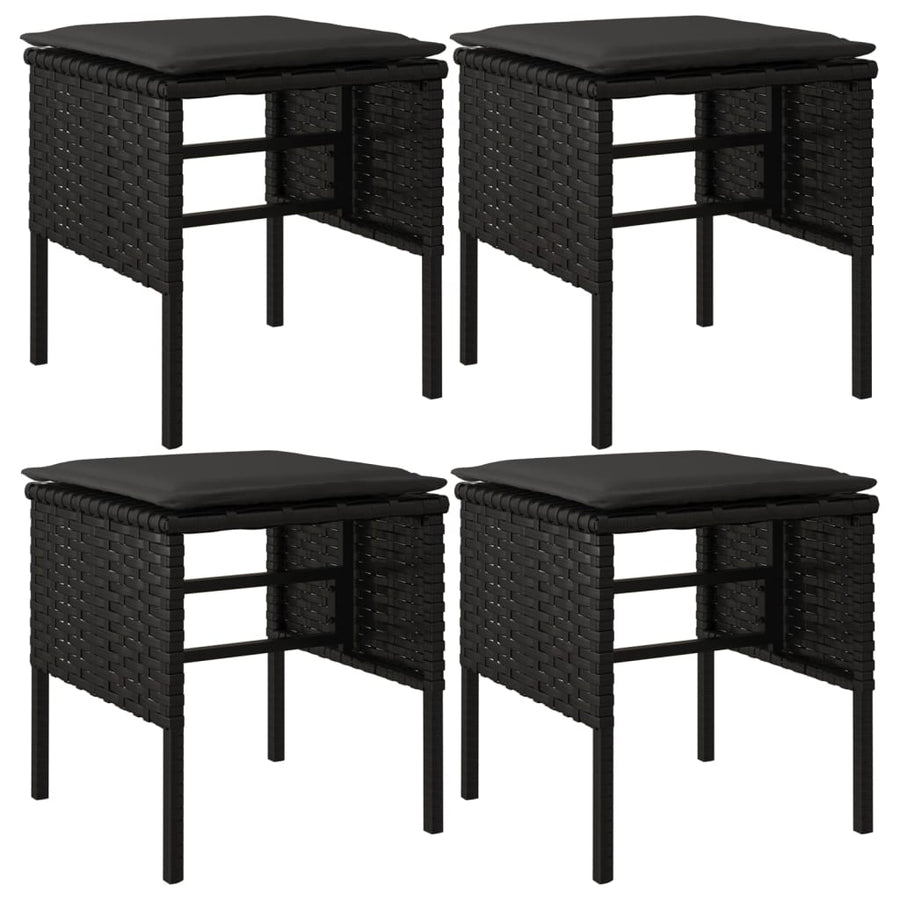-Delige Tuinset Met Kussens Poly Rattan Zwart