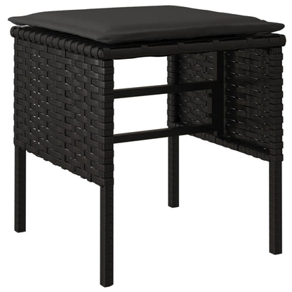 -Delige Tuinset Met Kussens Poly Rattan Zwart