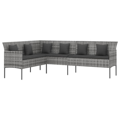 -Delige Tuinset Met Kussens Poly Rattan Grijs