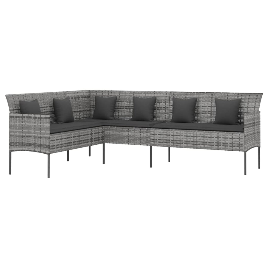 -Delige Tuinset Met Kussens Poly Rattan Grijs