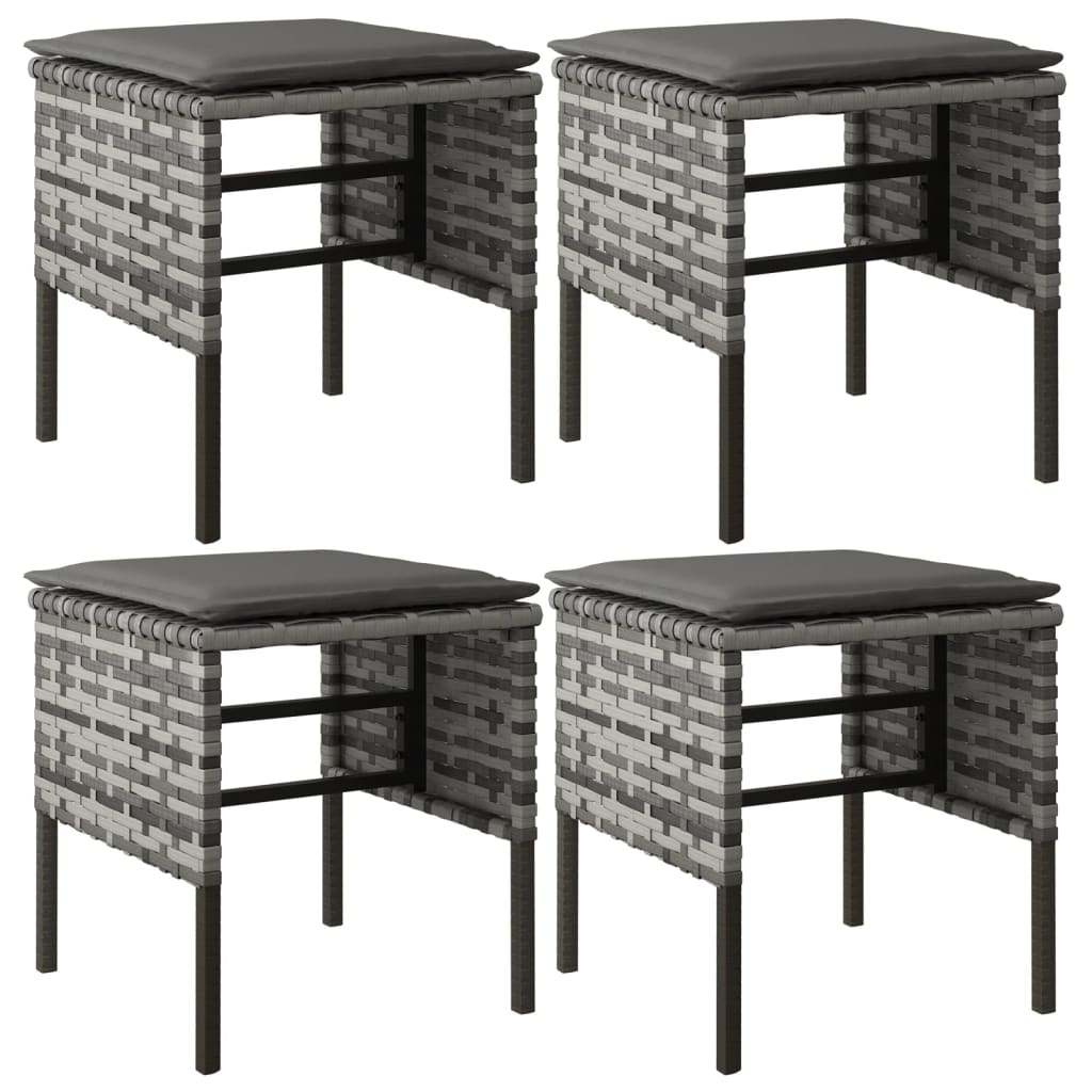 -Delige Tuinset Met Kussens Poly Rattan Grijs