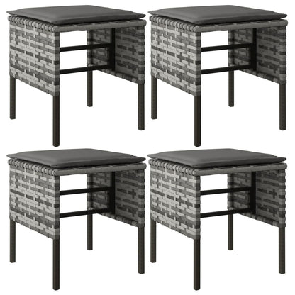 -Delige Tuinset Met Kussens Poly Rattan Grijs