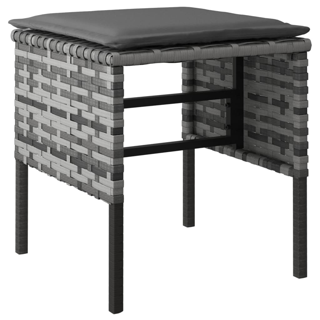 -Delige Tuinset Met Kussens Poly Rattan Grijs