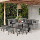 6-piece Garden Furniture Set with cushions poly rattan grey