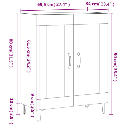 Dressoir 69,5X34X90 Cm Bewerkt Hout Zwart