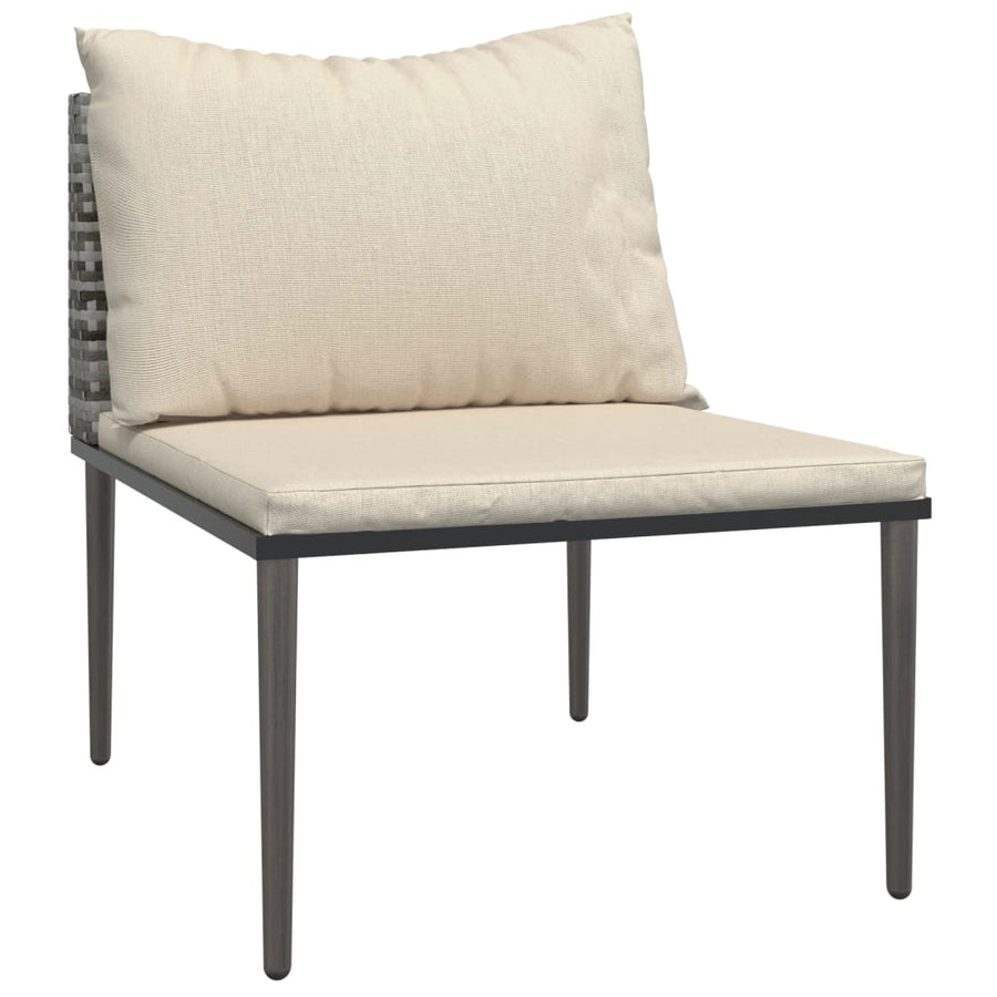 3-delige Loungeset met kussens poly rattan grijs