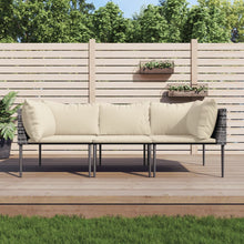 3-delige Loungeset met kussens poly rattan grijs