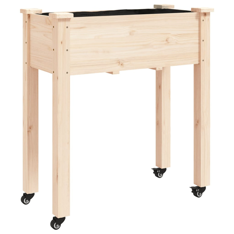 Plantenbak Op Wieltjes Massief Vurenhout 71 x 37 x 80 cm Naturel