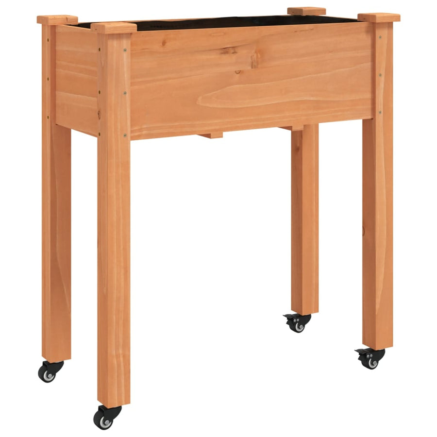 Plantenbak Op Wieltjes Massief Vurenhout 71 x 37 x 80 cm Bruin
