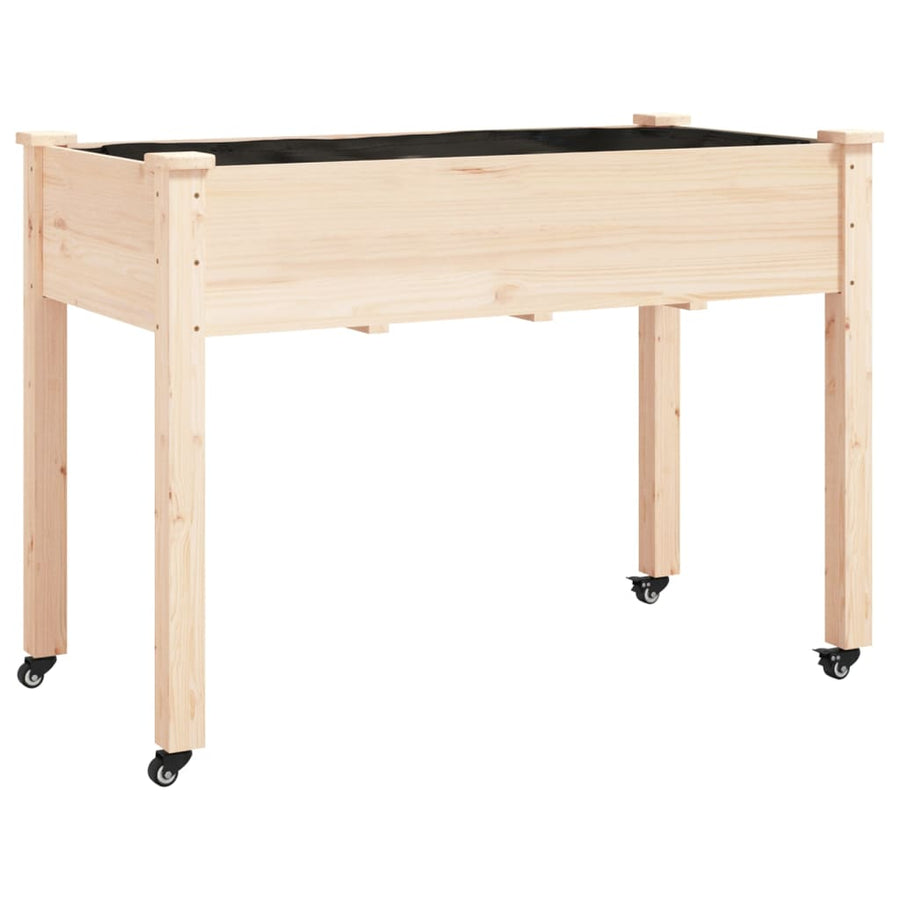 Plantenbak Op Wieltjes Massief Vurenhout 118 x 59 x 80 cm Naturel
