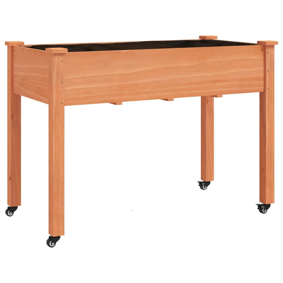 Plantenbak Op Wieltjes Massief Vurenhout 118 x 59 x 80 cm Bruin