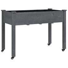 Plantenbak Op Wieltjes Massief Vurenhout 118 x 59 x 80 cm Grijs