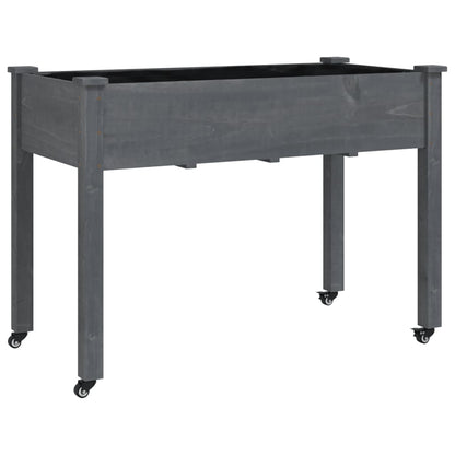 Plantenbak Op Wieltjes Massief Vurenhout 118 x 59 x 80 cm Grijs