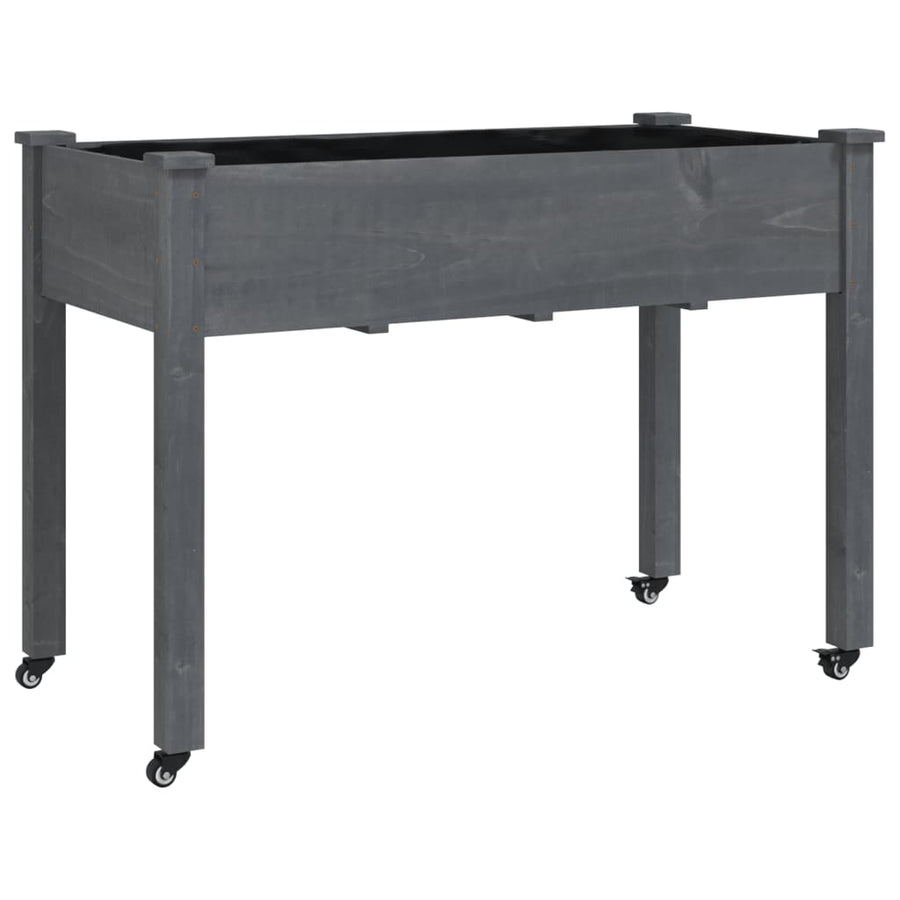 Plantenbak Op Wieltjes Massief Vurenhout 118 x 59 x 80 cm Grijs