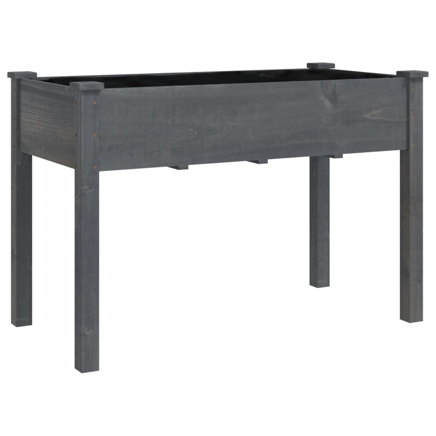 Plantenbak Op Wieltjes Massief Vurenhout 118 x 59 x 80 cm Grijs