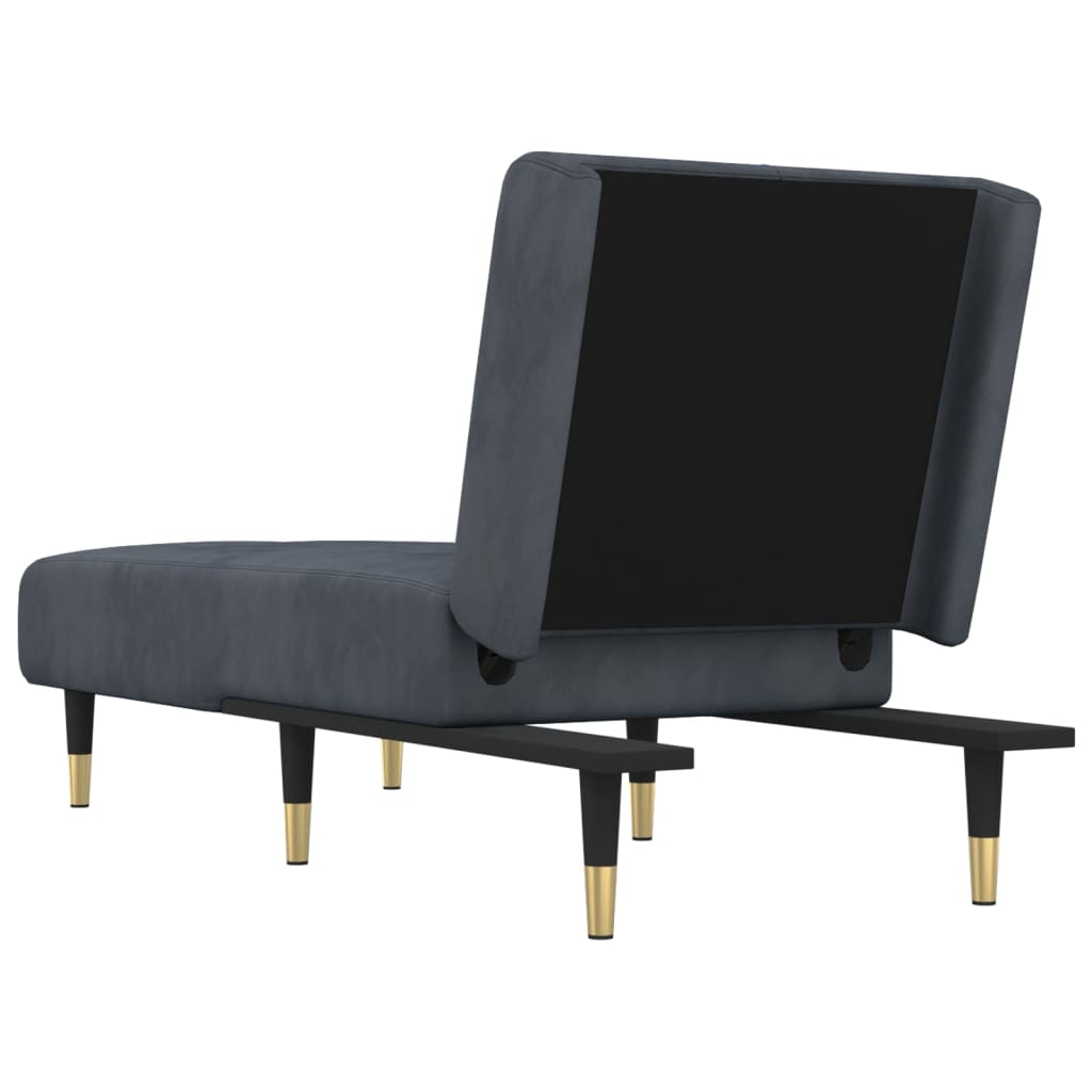 Chaise Longue Fluweel Donkergrijs