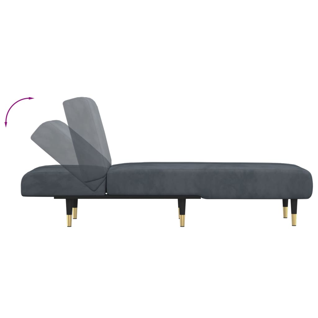 Chaise Longue Fluweel Donkergrijs
