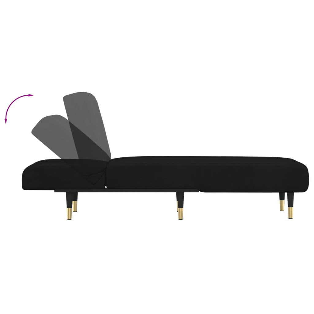 Chaise Longue Fluweel Zwart