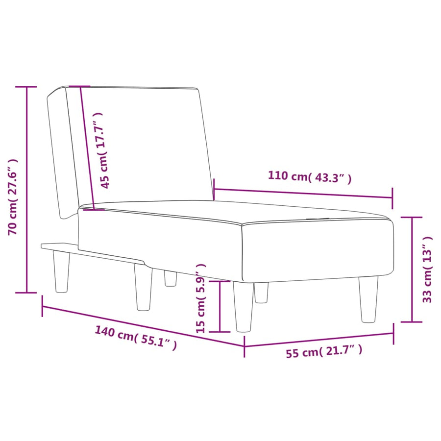 Chaise Longue Stof Zwart