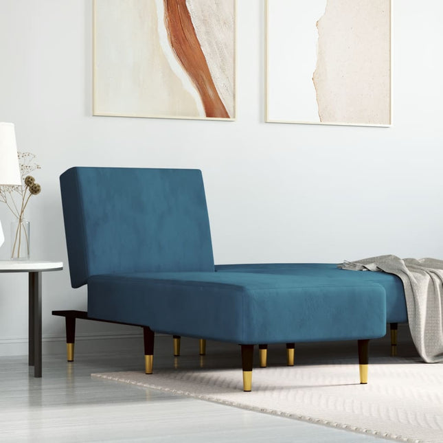 Chaise Longue Fluweel Blauw