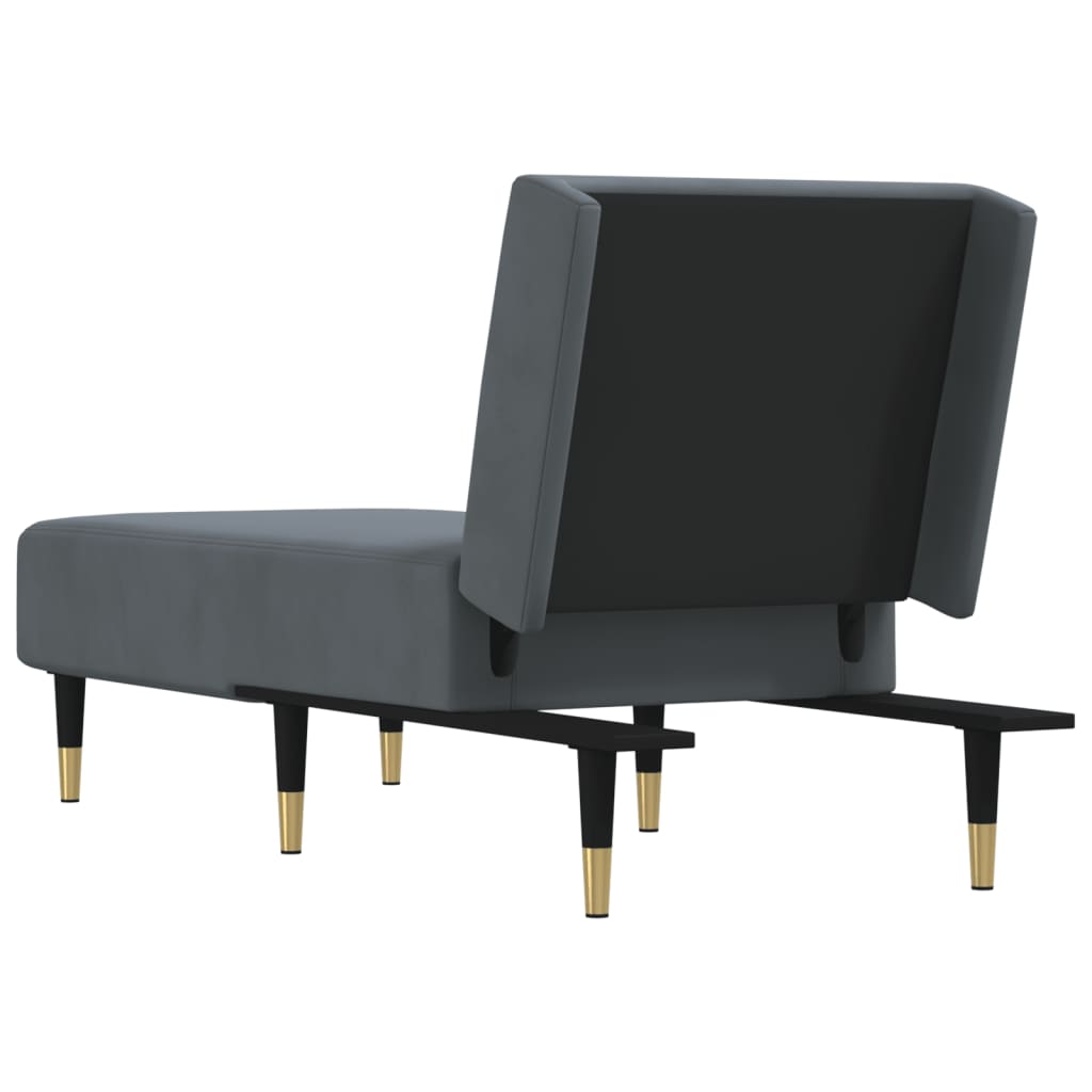 Chaise Longue Fluweel Donkergrijs