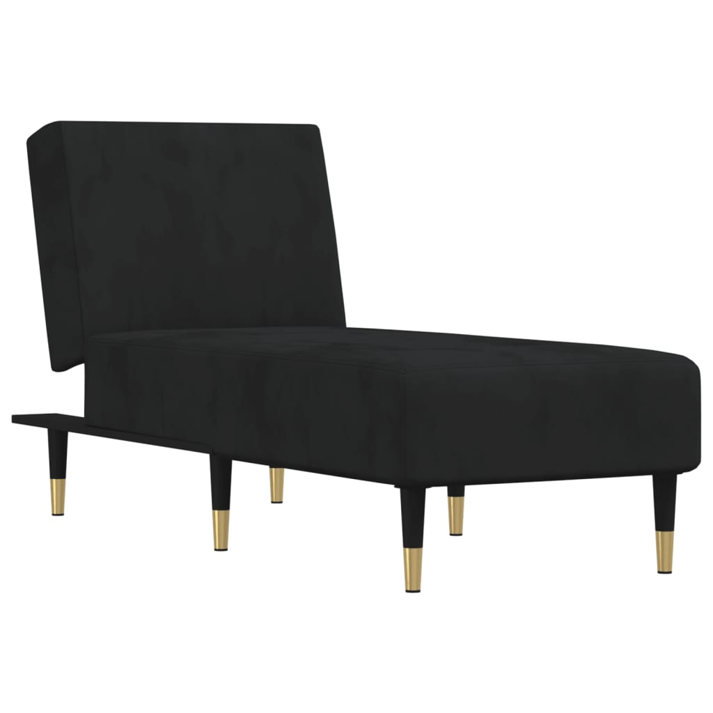 Chaise Longue Fluweel Zwart