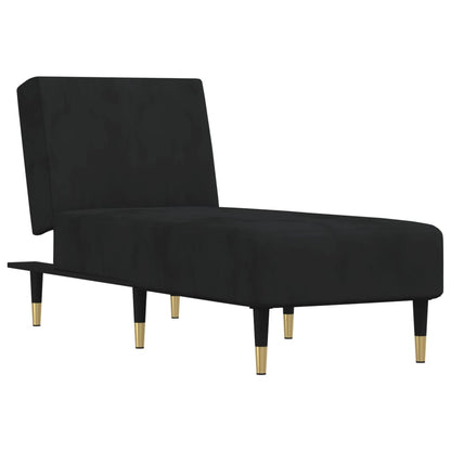 Chaise Longue Fluweel Zwart