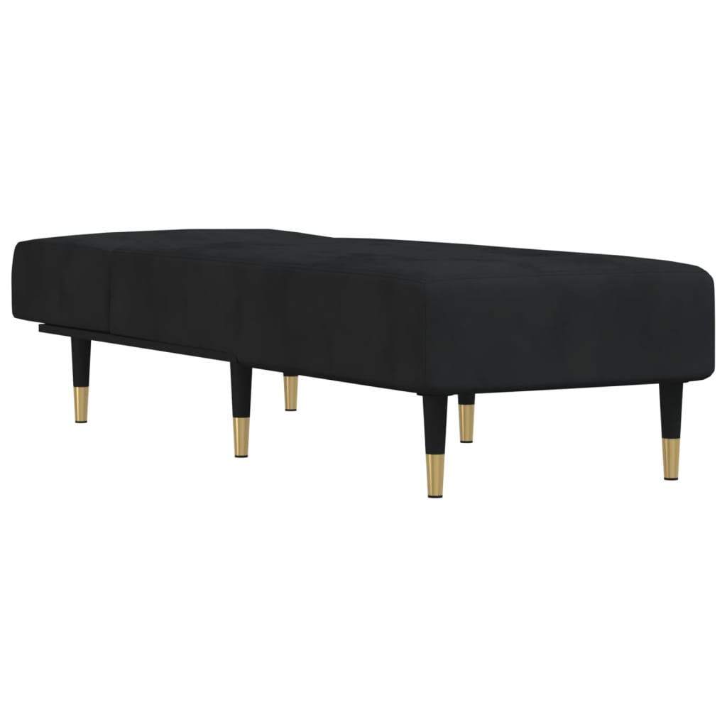 Chaise Longue Fluweel Zwart