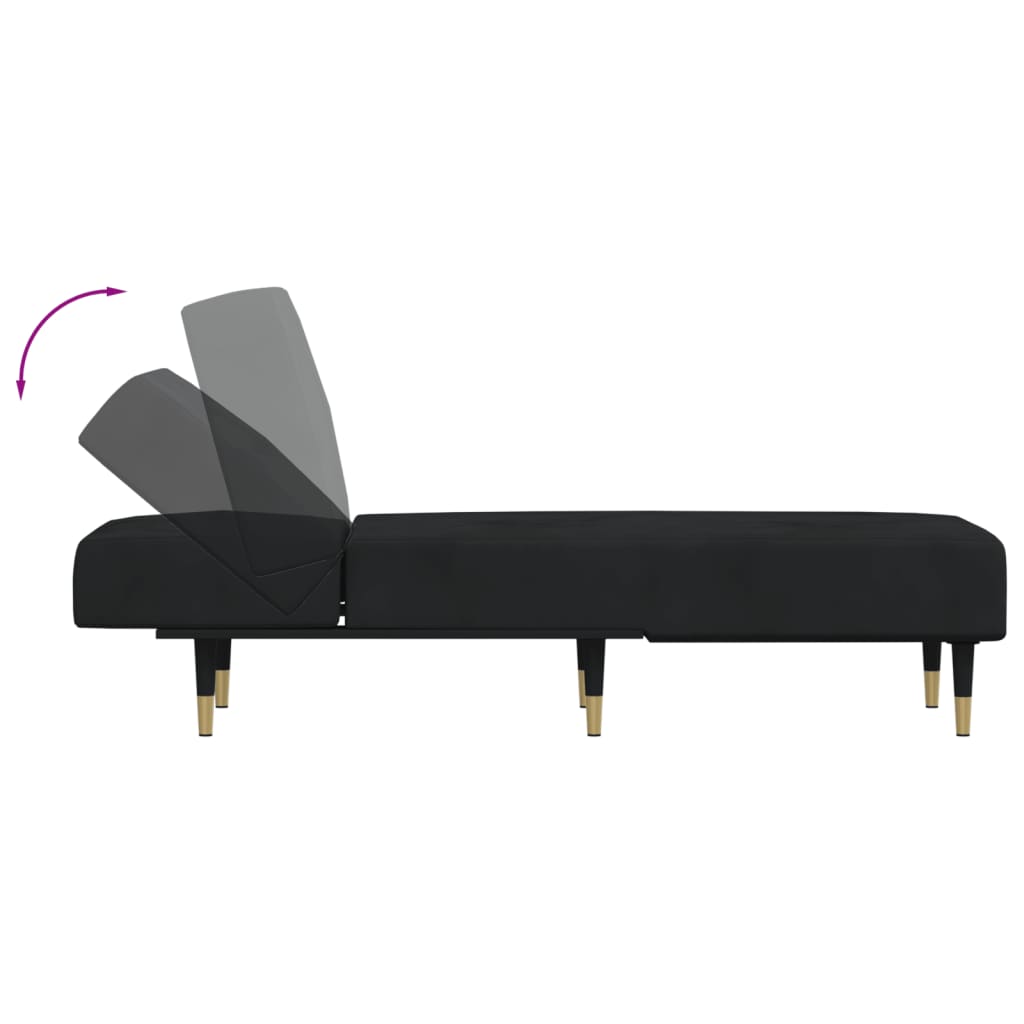 Chaise Longue Fluweel Zwart