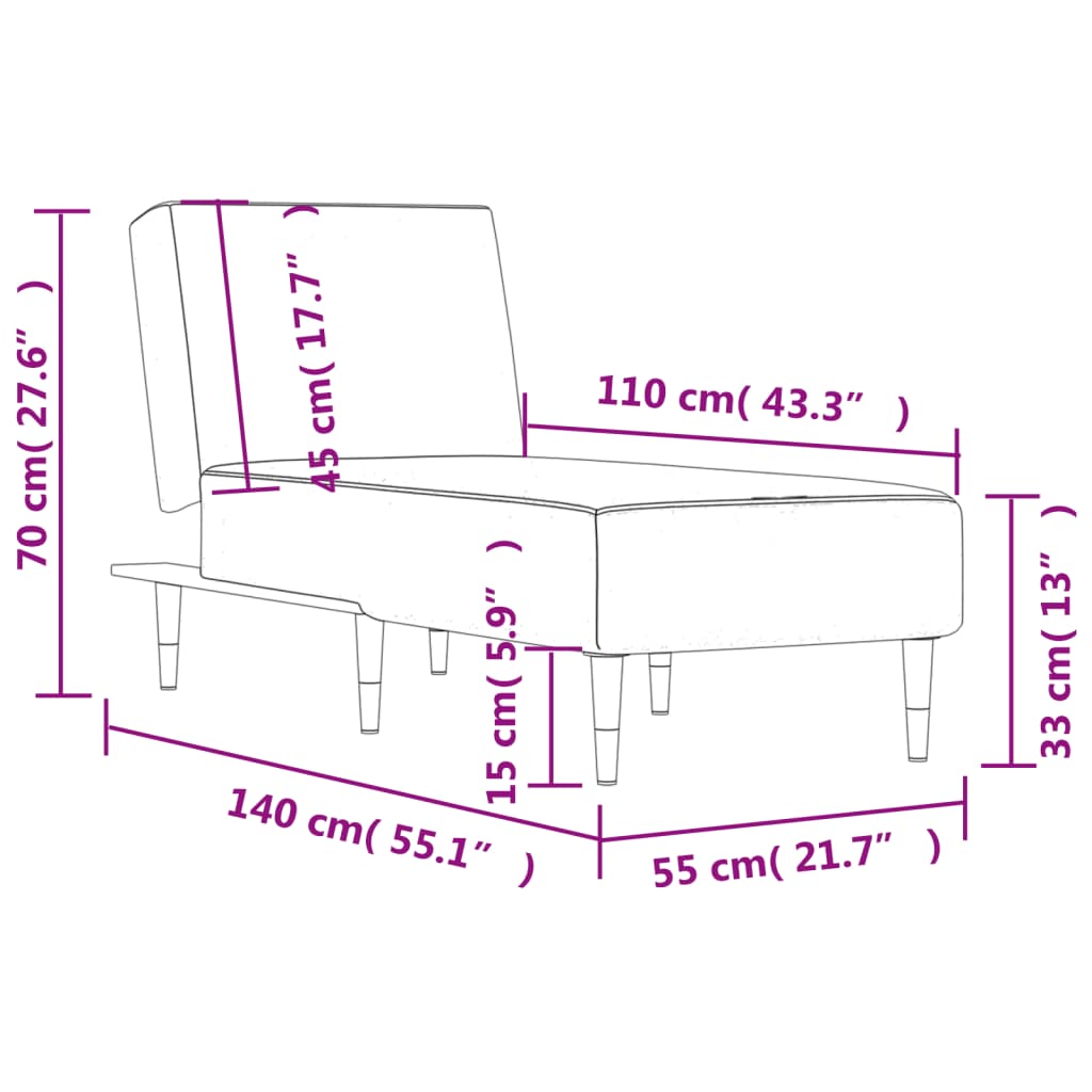 Chaise Longue Fluweel Zwart
