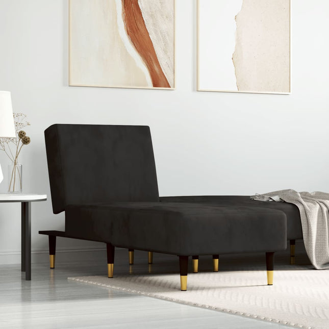 Chaise Longue Fluweel Zwart