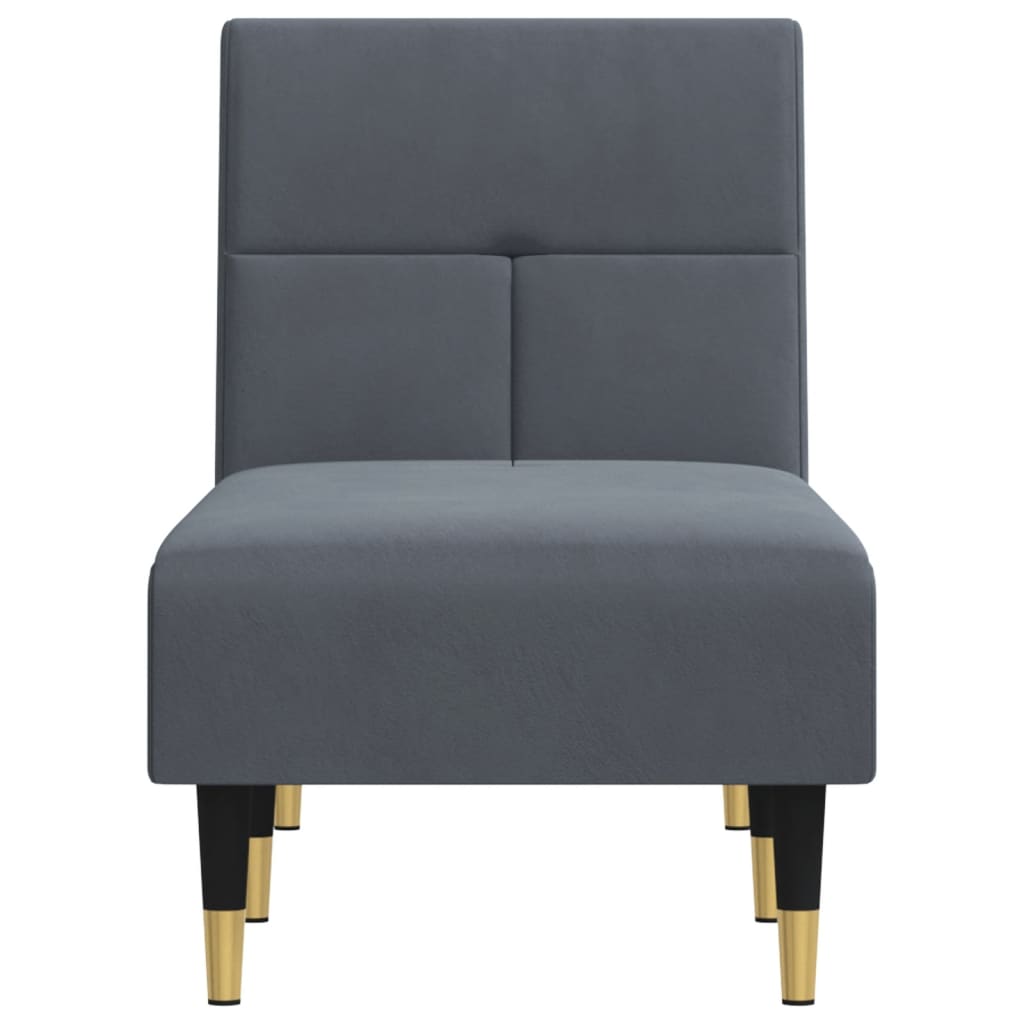 Chaise Longue Fluweel Donkergrijs