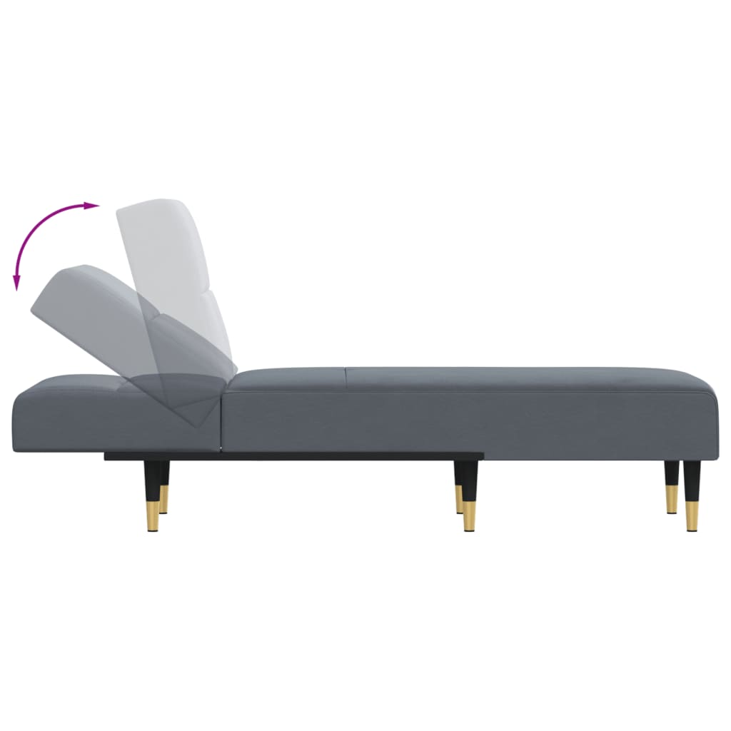 Chaise Longue Fluweel Donkergrijs
