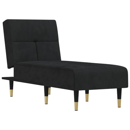 Chaise Longue Fluweel Zwart