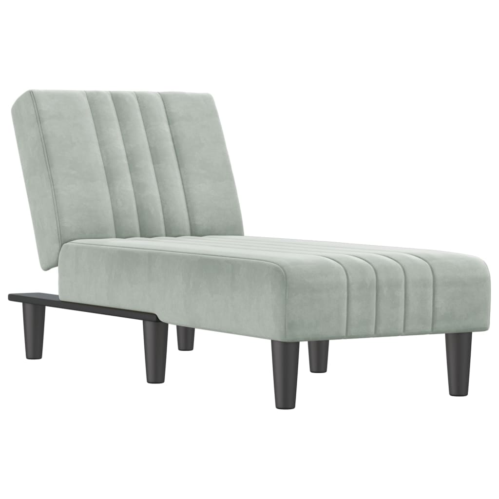 Chaise Longue Fluweel Lichtgrijs