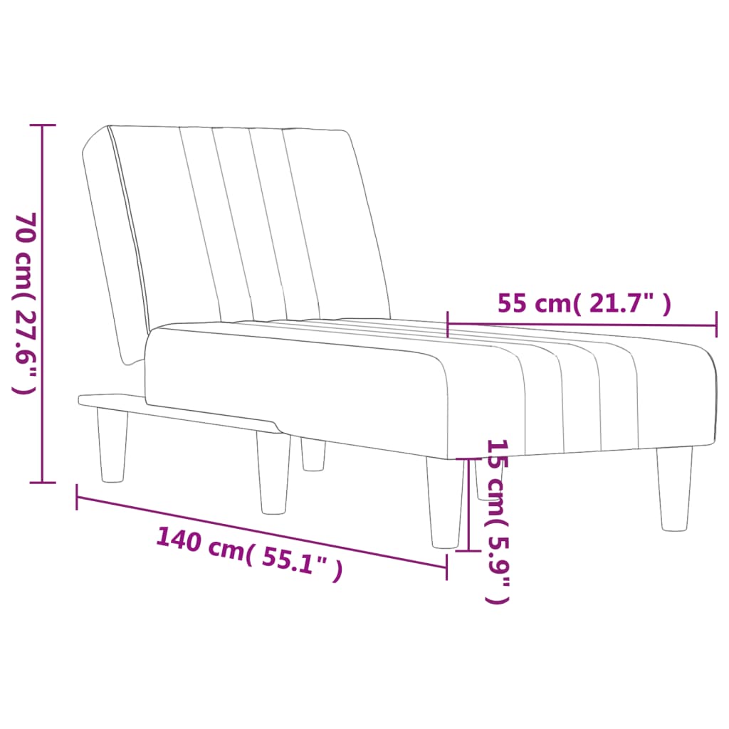 Chaise Longue Fluweel Lichtgrijs