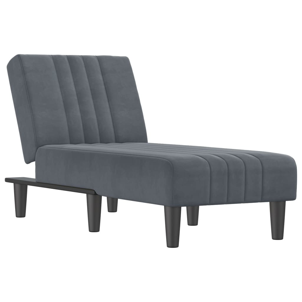 Chaise Longue Fluweel Donkergrijs