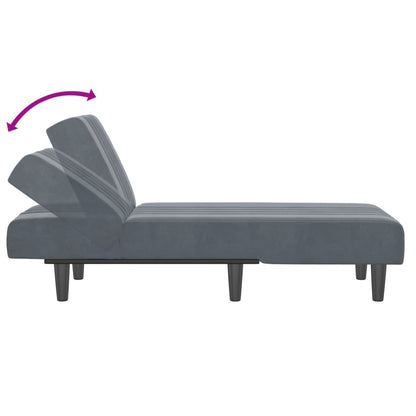 Chaise Longue Fluweel Donkergrijs