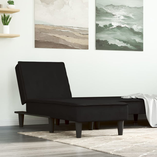 Chaise Longue Fluweel Zwart