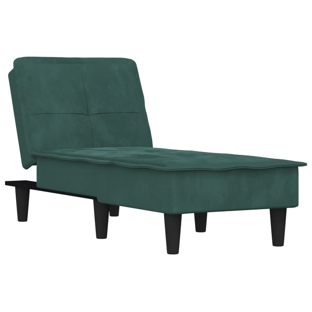 Chaise longue fluweel donkergroen Donkergroen