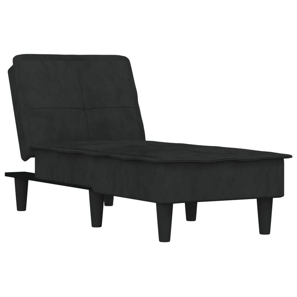 Chaise Longue Fluweel Zwart
